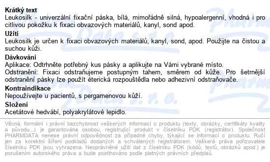 Leukosilk Fixační Páska Univerz./cívka 2.5cmx5m - popis