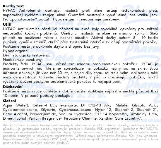 Hyfac Ošetřující náplasti na akné 2x15 ks - popis