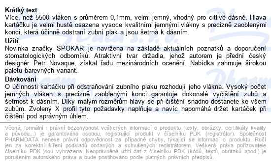 Spokar X Ultrasoft zubní kartáček 1ks - popis