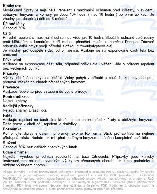 Mosi-guard Natural-spray 75ml - popis