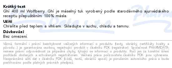 Ghí 400 ml Wolfberry - popis