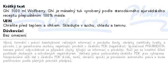 Ghí 1000ml Wolfberry - popis
