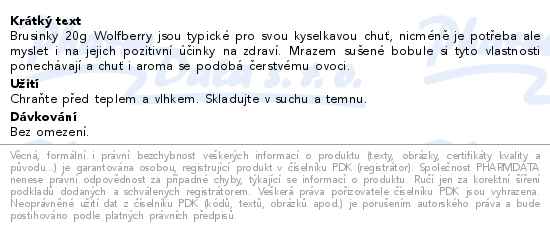 Brusinky lyofilizované 20g Wolfberry - popis