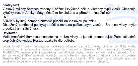 Arnika Karlovarský Vlasový šampon 250ml - popis