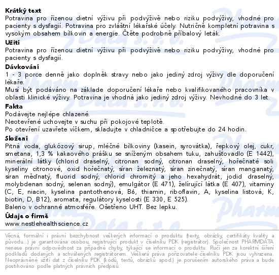Resource Dessert 2,0 Kakaová Příchuť perorální roztok 4x125g - popis