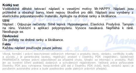Medrull Náplast Dětská Kids Tetovací Mr.happy 10ks - popis