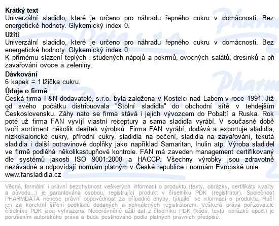 Starlinea Tekuté Stolní Sladidlo 200ml - popis