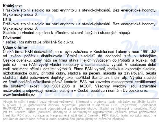 Stevialin Exclusive Stolní Sladidlo 50x1g - popis