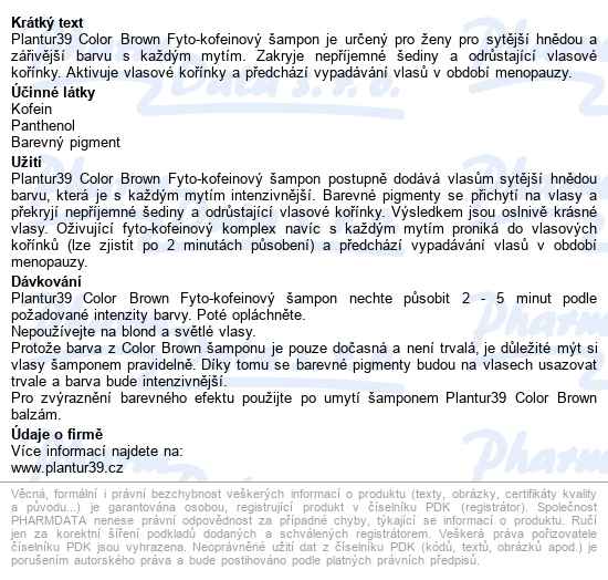 Plantur39 Color Brown Fyto-kofeinový šampon 250ml - popis