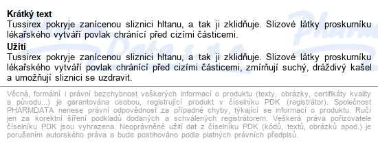 Tussirex Sirup Na Kašel 120ml - popis