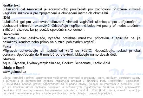 Amoregal Lubrikační Gel Neparfémovaný 100ml - popis