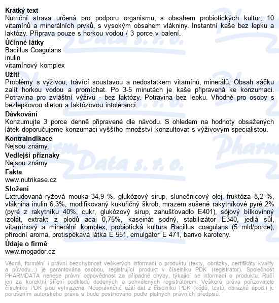 Nutrikaše Probiotic Rakytník A Acai 3x60g - popis