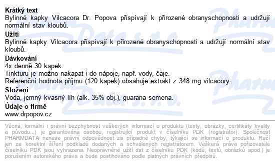 Dr.popov Kapky Bylinné Vilcacora 50ml - popis