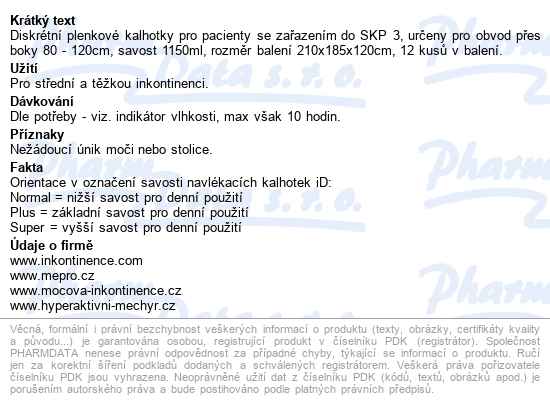 Kalhotky Absorpční Id Pants Intime Medium Plus boky 80-120cm,1150ml,prodyšné,12ks - popis