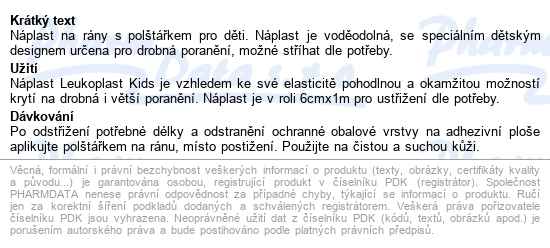 Leukoplast Kids Náplast Role 6cmx1m - popis