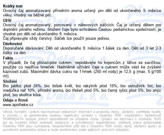 Dětský Bio Pohádkový čaj Zahradní Směs 20x2g - popis