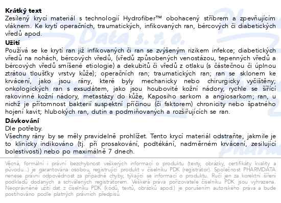 Aquacel Ag+ Extra 15x15 cm, krytí s technologií hydrofiber se stříbrem - popis
