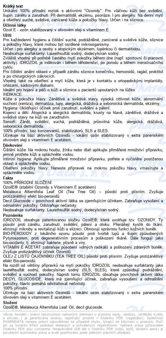 Idrozoil Mycí A Ošetřující Roztok 150ml - popis