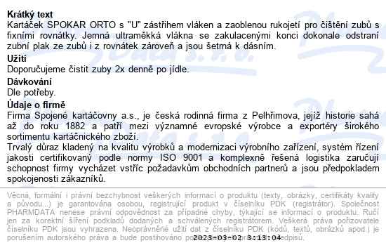 Spokar Orto ultraměkký zubní kartáček - popis