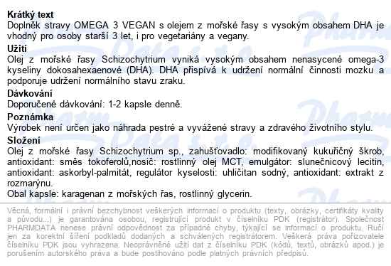 Naturvita Omega 3 Vegan 90 Kapslí - popis