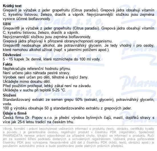 Dr.popov Kapky Grepavit Grep Extrakt Z Jader 100ml - popis