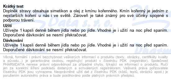 Simethicon 80mg S Olejem Kmínu Kořenného Cps.50 - popis
