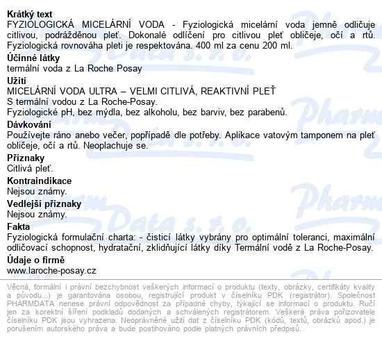 La Roche-posay Ultra reactive micelární voda 400ml - popis