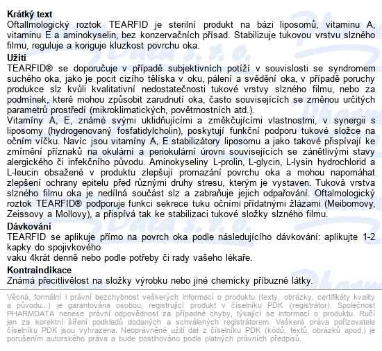 Tearfid 10ml - popis
