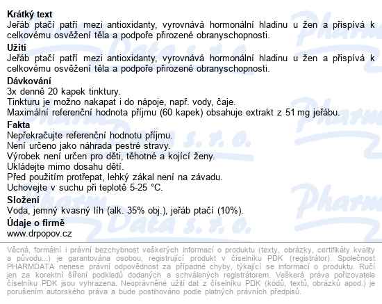 Dr.popov Kapky Bylinné Jeřáb Ptačí 100ml - popis