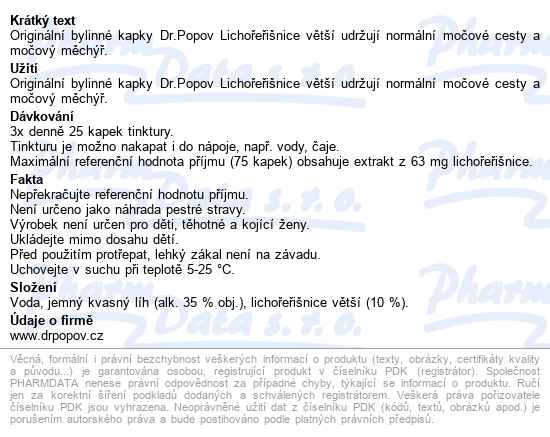 Dr.popov Kapky Bylinné Lichořeřišnice Větší 100ml - popis