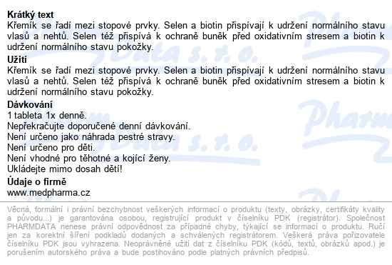 Medpharma Křemík 30mg+biotin+paba Tbl.107 - popis