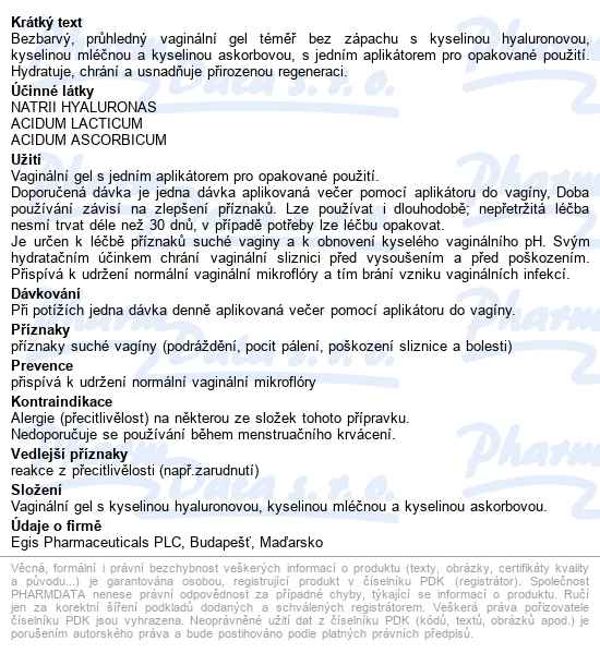 Hydrofemin Plus Vaginální Gel 75g - popis