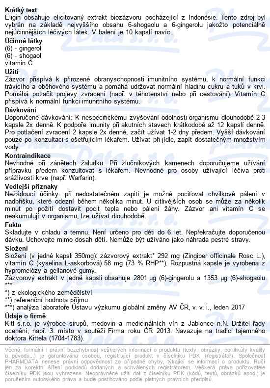 Kitl Eligin Bio Cps.120+10 Zdarma - popis