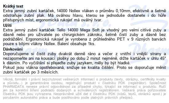 Tello 14000+ Mega Soft Zubní Kartáček - popis