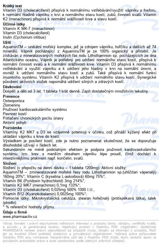Osteo Max Forte Aquamin+vit.k2+d3 Tbl.90 - popis