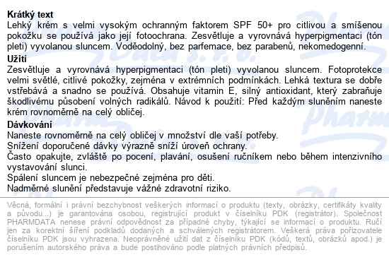 Ducray Melascreen Lehký Krém Spf50+ 40ml Sleva - popis