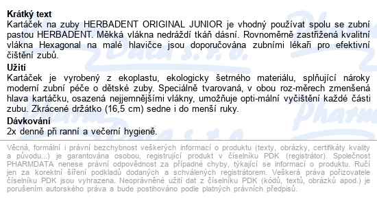 Herbadent Original Junior Zubní Kartáček - popis