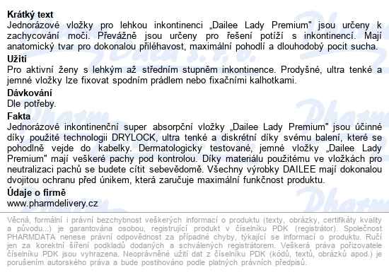 Dailee Lady Premium ultra mini, vložky absorpční, pro ženy, 28ks - popis