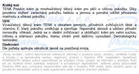 Tena Proskin Body Cream Tělový Krém 150ml 4235 - popis