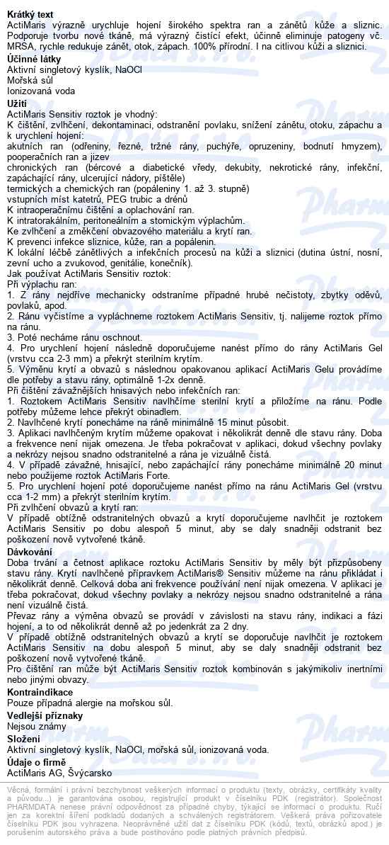 ActiMaris Sensitiv roztok na rány 1000ml - popis