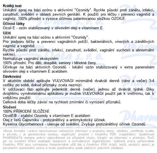 Vulvovagi Sprej Na Vaginální Záněty A Infekce 20ml - popis