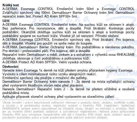 A-derma Exomega Control Travel Kit 2020 - popis