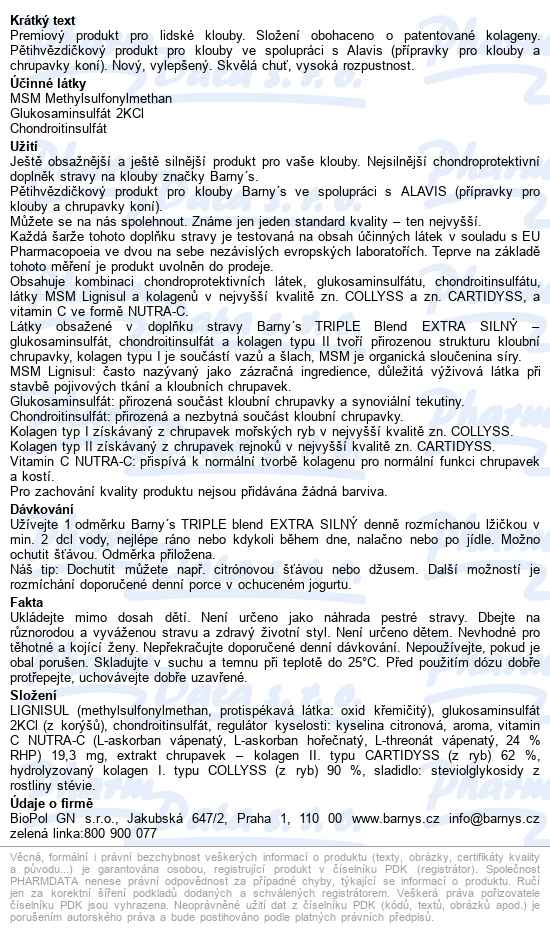 Barnys Triple Blend Extra Silný 200g - popis