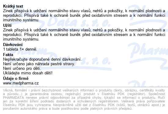 Medpharma Zinek 25mg Forte Tbl.107 - popis