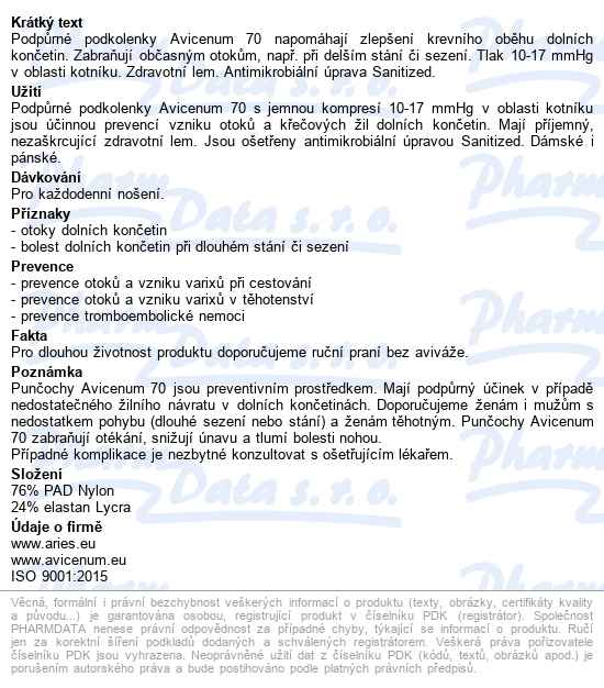 Avicenum P 70 Punč. Lýt. 39-41 Tělová - popis