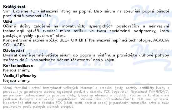 Eveline Slim 4D Intenzive Push Up sérum na poprsí 200 ml - popis