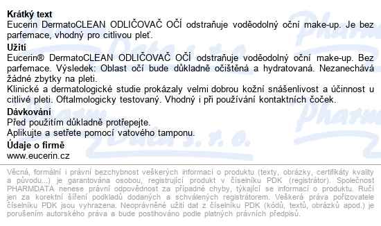 Eucerin Dermatoclean Odličovač Očí 125ml - popis