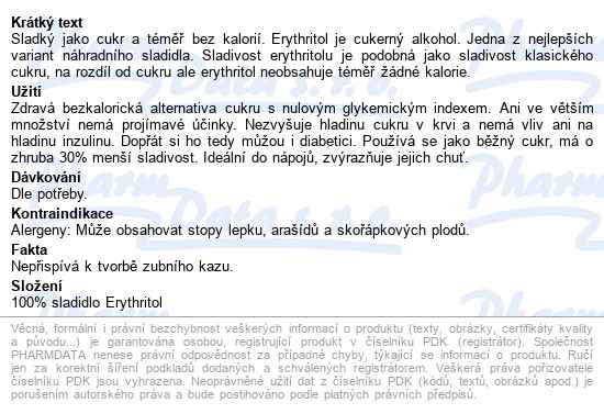Organis Erythritol 500g - popis