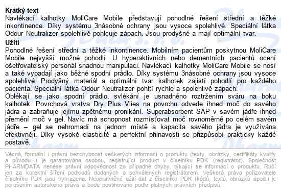Kalhotky Navlékací Molicare Mobile 10 Kapek M boky 80-120cm,2574ml,14ks - popis