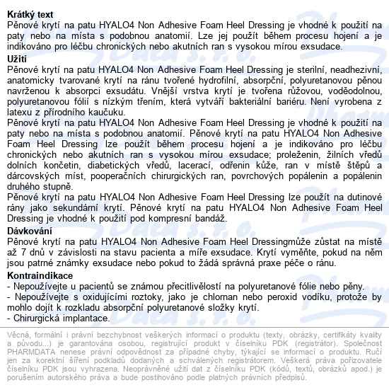 Hyalo4 Non Adhesive Foam Heel Dressing 18 X 12 Cm pěnové krytí na patu, 5ks - popis